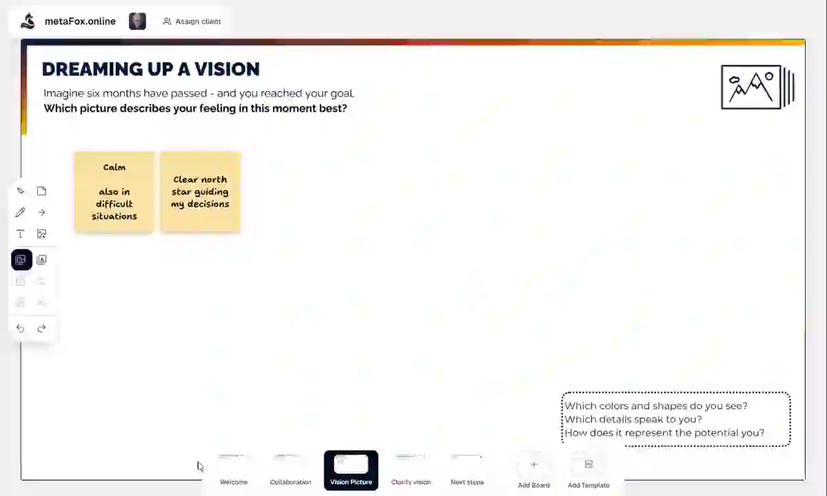 metaFox.online application - Whiteboard with coaching tools